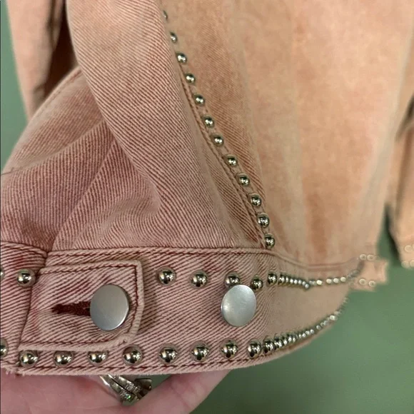 POL Pink Stud-Trim Oversized Denim Jacket - Picture 7 of 7